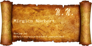 Mirgics Norbert névjegykártya
